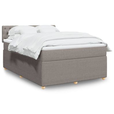 vidaXL Boxspringbett mit Matratze Taupe 140x190 cm Stoff