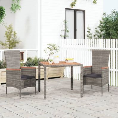 vidaXL Gartentisch mit Holzplatte Grau Poly Rattan & Massivholz Akazie