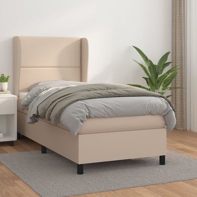 vidaXL Boxspringbett mit Matratze Cappuccino-Braun 90x200cm Kunstleder