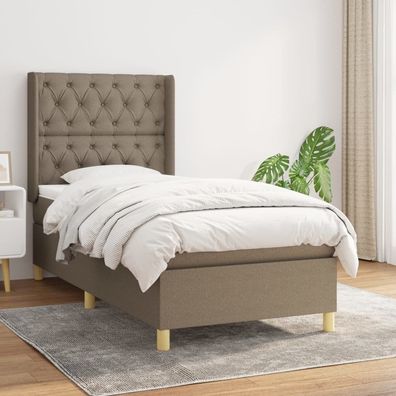 vidaXL Boxspringbett mit Matratze Taupe 80x200 cm Stoff