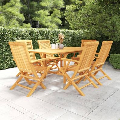 vidaXL 7-tlg. Garten-Essgruppe Massivholz Teak