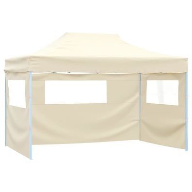 vidaXL Profi-Partyzelt Faltbar mit 3 Seitenwänden 3×4m Stahl Creme