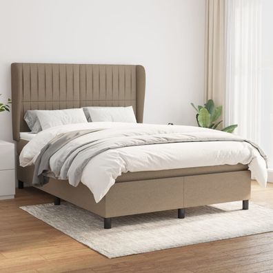 vidaXL Boxspringbett mit Matratze Taupe 140x190 cm Stoff