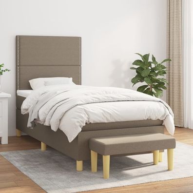 vidaXL Boxspringbett mit Matratze Taupe 80x200 cm Stoff