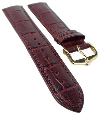 HIRSCH DUKE L | Uhrenarmband Leder Weinrot / Alligatorprägung 31021