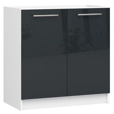 Küchenschrank AKORD OLIWIA modular S80 Weiß 80 cm Front Graphit Hochglanz 80x82x46 cm