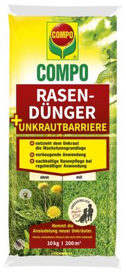 COMPO Rasendünger + Unkrautbarriere 10 kg für 200 m²