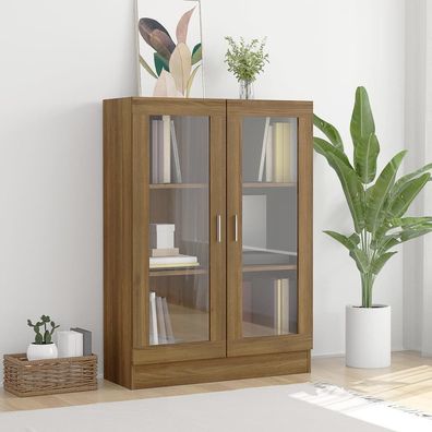 vidaXL Vitrinenschrank Braun Eiche-Optik 82,5x30,5x115cm Holzwerkstoff