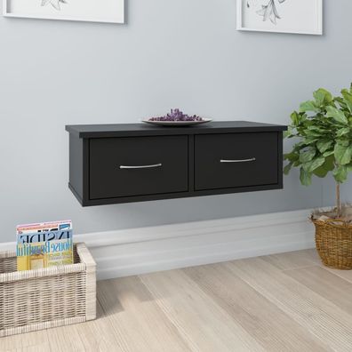 vidaXL Wand-Schubladenregal Schwarz 60x26x18,5 cm Holzwerkstoff