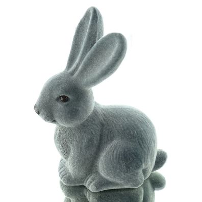 Scheulen Oster-Deko Hase Wuschel Grau 16 cm - Kunststoff