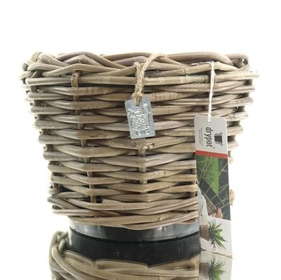 VAN DER LEEDEN DRYPOT® Rattan Pflanzgefäß Grau Ø ca. 24 cm - Sylter Körbe