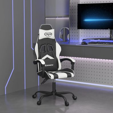 vidaXL Gaming-Stuhl Schwarz und Weiß Kunstleder