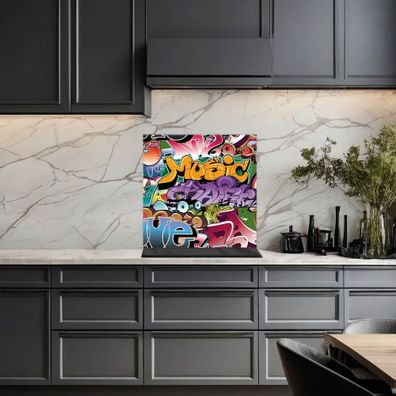 banjado® Küchenrückwand aus gehärtetem Glas magnetisch Motiv Graffiti