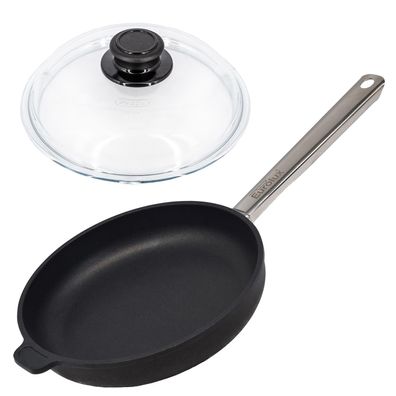 Eurolux Bratpfanne Set 20 cm Induktion Aluguss beschichtet Gastropfanne & Deckel