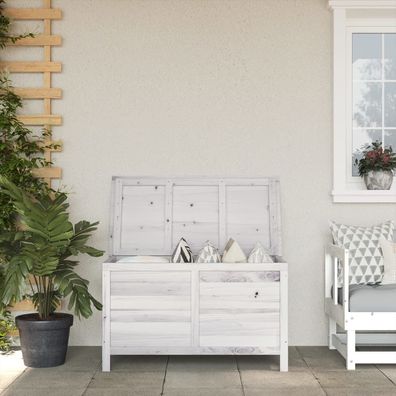 vidaXL Gartentruhe Weiß 99x49,5x58,5 cm Massivholz Tanne