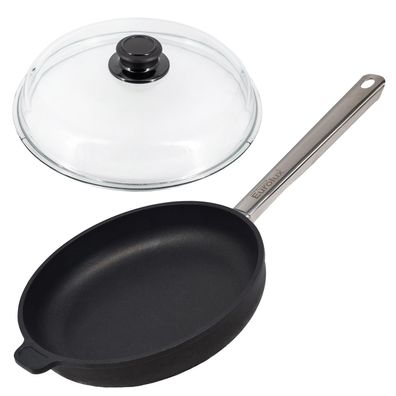 Eurolux Bratpfanne Set 26 cm Induktion Aluguss beschichtet Gastropfanne & Deckel