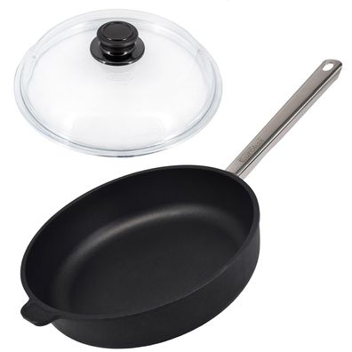 Eurolux kleine Gastro Schmorpfanne 24cm Induktion beschichteter Aluguss & Deckel