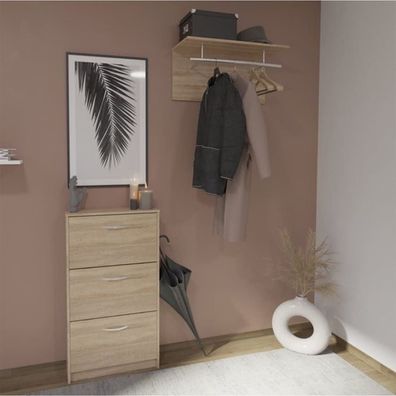 FMD Wandgarderobe 72 x 29,3 x 34,5 cm Eichenoptik