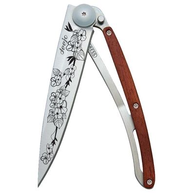 Deejo - 1CB000017 - Klappmesser - Edelstahl und Korallenholz - 37g - Cherry blossom