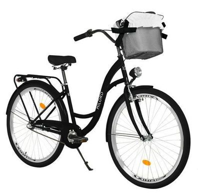 26 Zoll Damenfahrrad MILORD Citybike Mit Korb Stadtrad Vintage Schwarz Fahrrad 3 Gäng