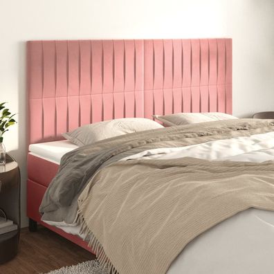 vidaXL Kopfteile 4 Stk. Rosa 80x5x78/88 cm Samt