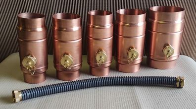 Regensammler Regenwassersammler Wassersammler Kupfer Ø 76-120 + Schlauset & Sieb