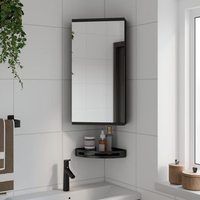 vidaXL Eck-Spiegelschrank Schwarz 30x24x60 cm