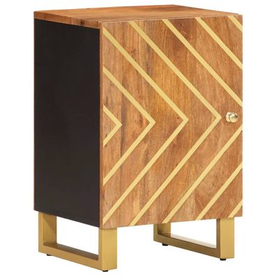 vidaXL Badschrank Braun und Schwarz 38x33,5x58 cm Massivholz Mango