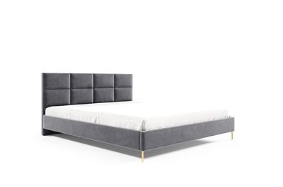 BETTSO-Polsterbett WIKI / grau / goldene Beine / R91 / 140x200