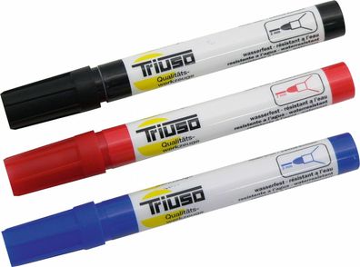 Permanent TRIUSO Marker Set wasserfest je 1St. rot blau & schwarz / FST3