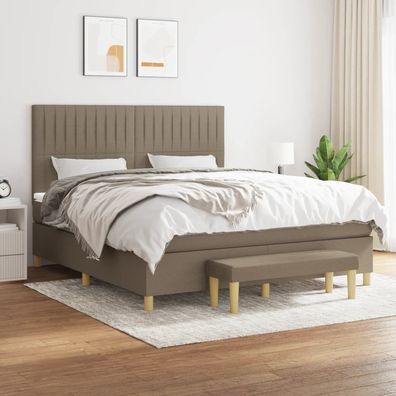 vidaXL Boxspringbett mit Matratze Taupe 180x200 cm Stoff