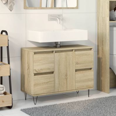 vidaXL Badschrank Sonoma-Eiche 80x33x60 cm Holzwerkstoff