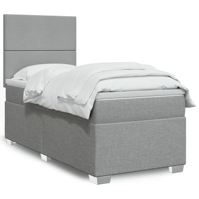 vidaXL Boxspringbett mit Matratze Hellgrau 80x200 cm Stoff