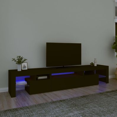 vidaXL TV-Schrank mit LED-Leuchten Schwarz 215x36,5x40 cm