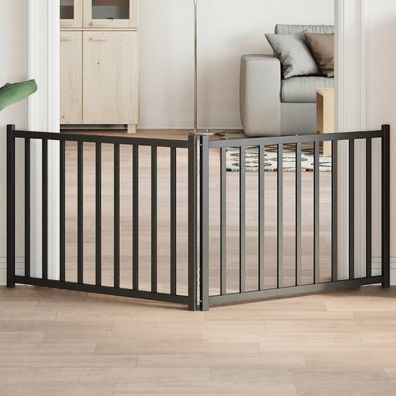 vidaXL 2-tlg. Hundetor Faltbar Schwarz 160 cm Massivholz Tanne