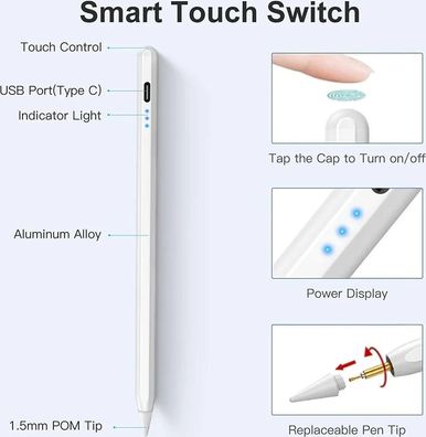 Eingabestift mit Palm Rejection & Tilt Detection fér Apple iPad (2018-2022)