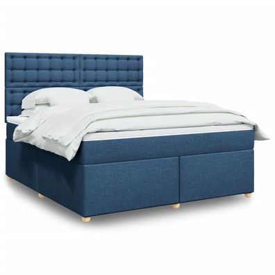 vidaXL Boxspringbett mit Matratze Blau 180x200 cm Stoff