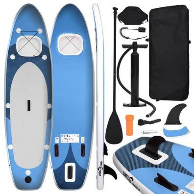 vidaXL SUP-Board-Set Aufblasbar Blau 300x76x10 cm