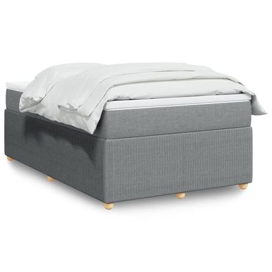 vidaXL Boxspringbett mit Matratze Hellgrau 120x200 cm Stoff