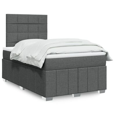 vidaXL Boxspringbett mit Matratze Dunkelgrau 120x190 cm Stoff