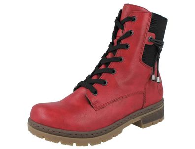 RIEKER Damen Stiefelette Stiefel mit Warmfutter rot Lederimitat