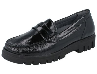 Waldläufer H Serena Damen Slipper Halbschuhe schwarz Taipei Lackleder