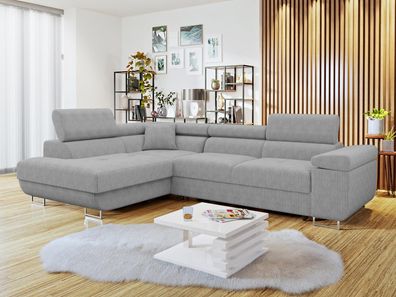 Ecksofa Torezio Cord Polstersofa mit Schlaffunktion und Bettkasten Polsterecke M24