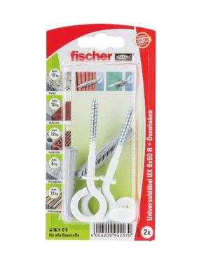 Fischer Universaldübel UX 8x50 OH mit Ösenhaken 2 Stück