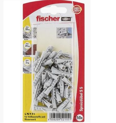 Fischer Dübel S 5 GK 50 Stück