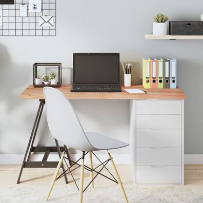 vidaXL Tischplatte Hellbraun 120x40x(2-4)cm Massivholz Eiche Behandelt