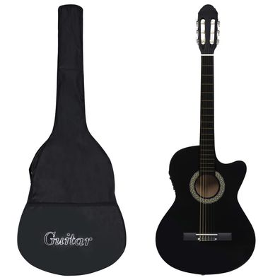 vidaXL 12-tlg. Western Gitarren-Set mit Equalizer und 6 Saiten Schwarz