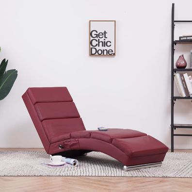 vidaXL Massage-Chaiselongue Weinrot Kunstleder