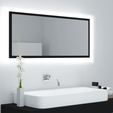 vidaXL LED-Badspiegel Schwarz 100x8,5x37 cm Acryl