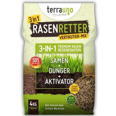 TerraUno Rasenretter Vertikutiermix Rasensamen Rasendünger Nachsaat Angebot